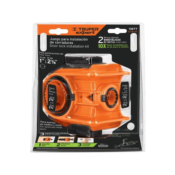 11877 - Juego de 4 piezas para instalar cerraduras, Truper Expert