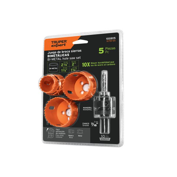 KITB-5X.jpg 100815 - Juego de 4 brocasierras bimetálicas y 1 mandril, Expert