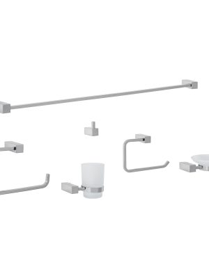44319 - Juego de 6 accesorios para baño, cromo, FOSET KUBO