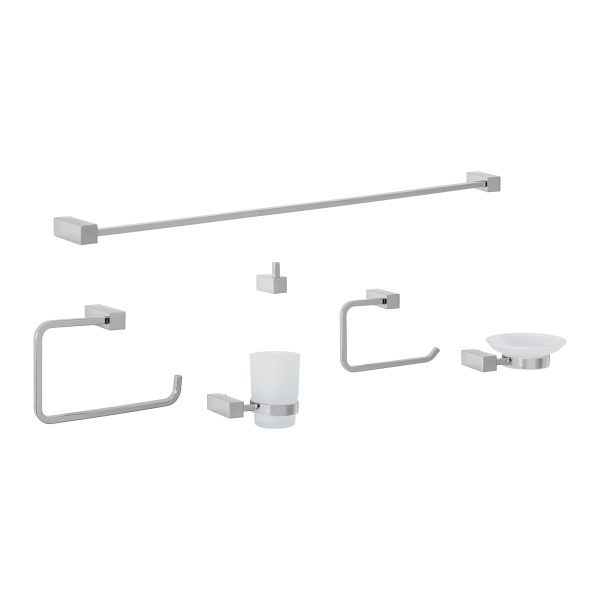 44319 - Juego de 6 accesorios para baño, cromo, FOSET KUBO