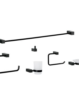 KUA-7000M.jpg 44332 - Juego de 6 accesorios para baño, negro, FOSET KUBO