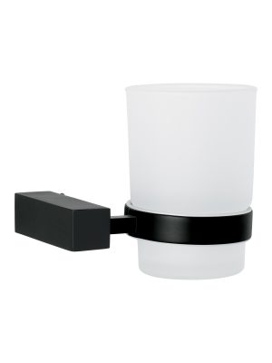 KUA-71M.jpg 44410 - Portavaso cepillero con vaso de vidrio, negro, FOSET KUBO