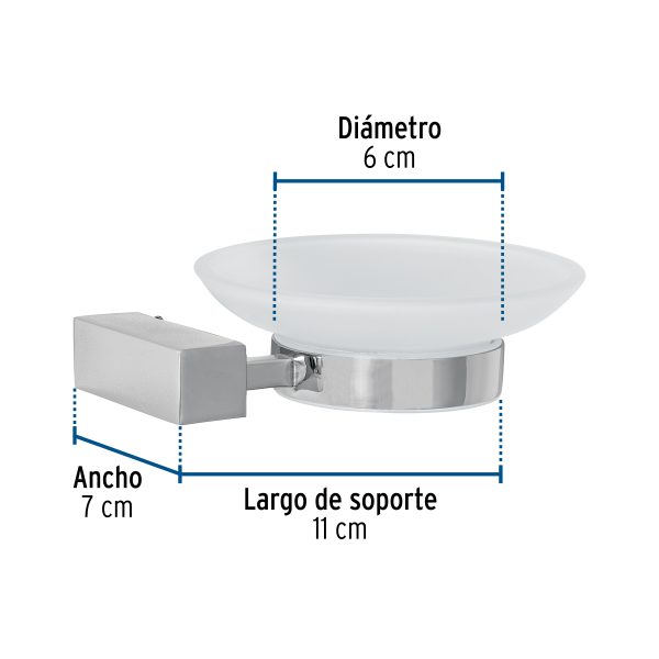 44394 - Jabonera con plato de vidrio, cromo, FOSET KUBO
