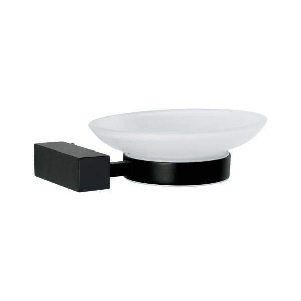 44397 - Jabonera con plato de vidrio, negro, FOSET KUBO