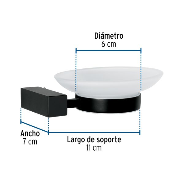 44397 - Jabonera con plato de vidrio, negro, FOSET KUBO