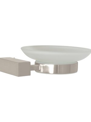 44398 - Jabonera con plato de vidrio, satín, FOSET KUBO