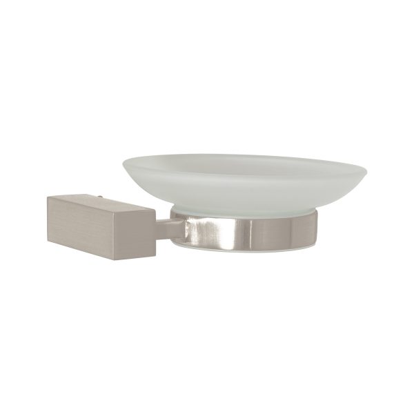 44398 - Jabonera con plato de vidrio, satín, FOSET KUBO