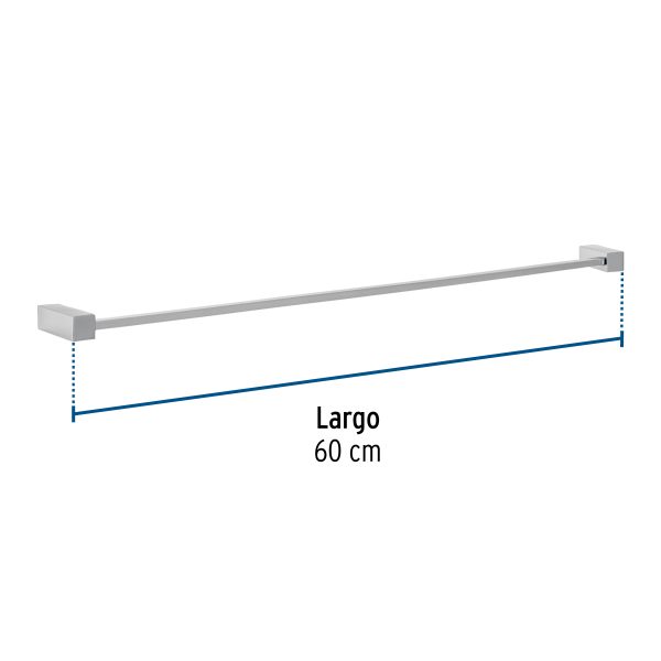 44365 - Toallero de barra largo, cromo, FOSET KUBO