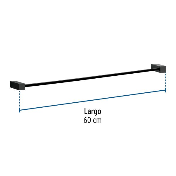 44366 - Toallero de barra largo, negro, FOSET KUBO
