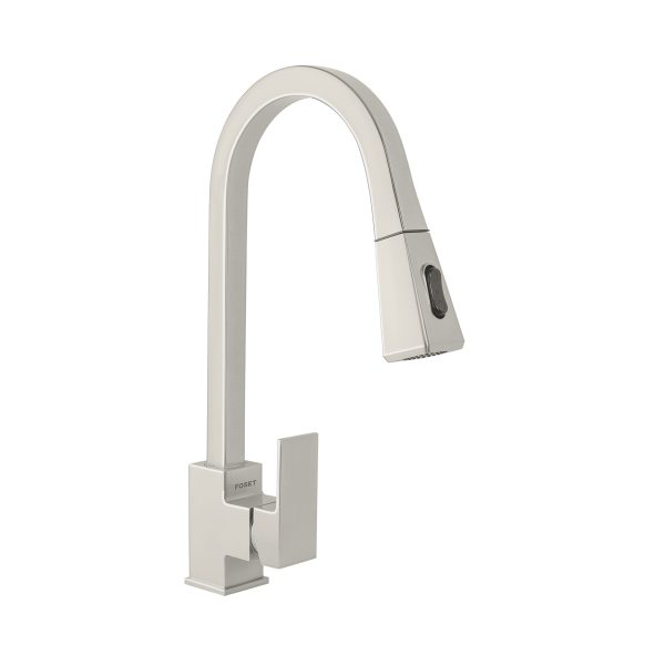 44222 - Monomando nariz retráctil para fregadero,satín, FOSET KUBO