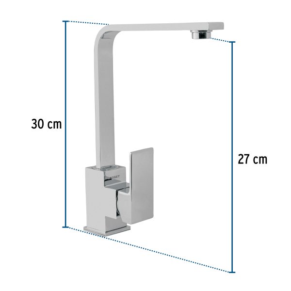 44073 - Monomando cuello alto para fregadero, cromo, FOSET KUBO