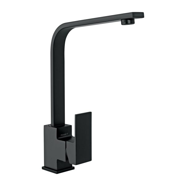 44216 - Monomando cuello alto para fregadero, negro, FOSET KUBO