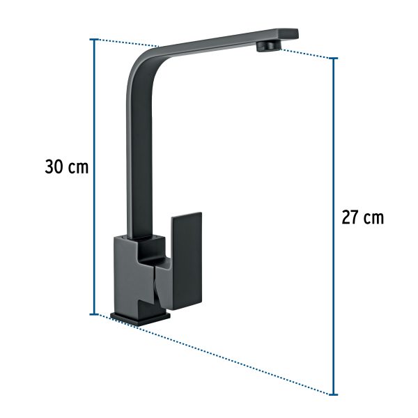 44216 - Monomando cuello alto para fregadero, negro, FOSET KUBO