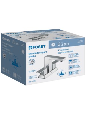 44079 - Mezcladora para lavabo 4', cromo, FOSET KUBO