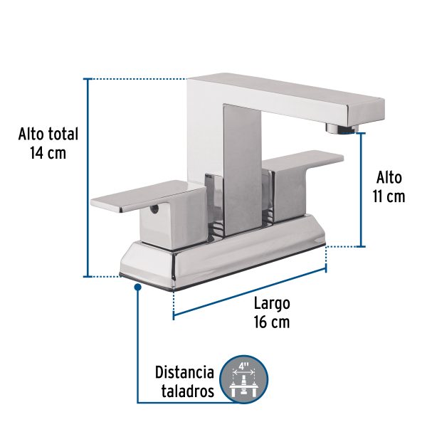 44079 - Mezcladora para lavabo 4', cromo, FOSET KUBO