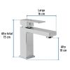 44066 - Monomando corto para lavabo, cromo, FOSET KUBO