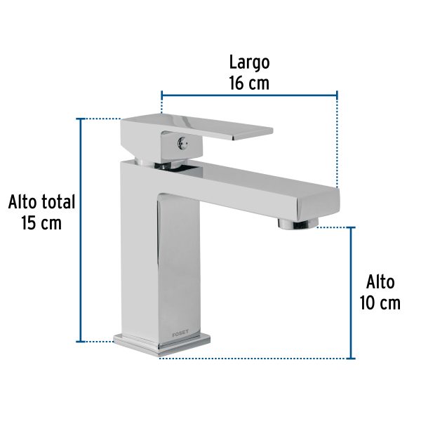 44066 - Monomando corto para lavabo, cromo, FOSET KUBO