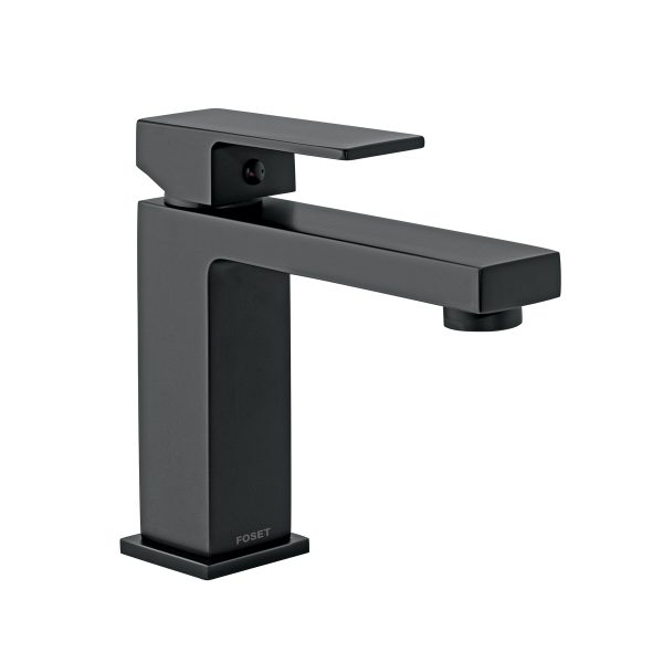 44203 - Monomando corto para lavabo, negro, FOSET KUBO