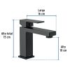 44203 - Monomando corto para lavabo, negro, FOSET KUBO