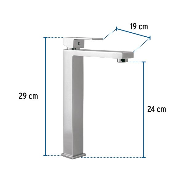 44072 - Monomando alto para lavabo, cromo, FOSET KUBO