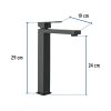 44210 - Monomando alto para lavabo, negro, FOSET KUBO