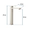 44204 - Monomando alto para lavabo, satín, FOSET KUBO