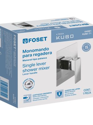 44081 - Monomando para regadera sin desviador, cromo, FOSET KUBO