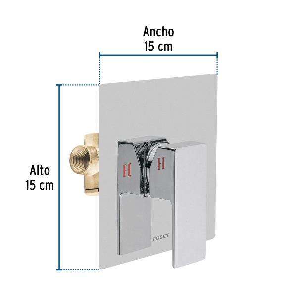 44081 - Monomando para regadera sin desviador, cromo, FOSET KUBO