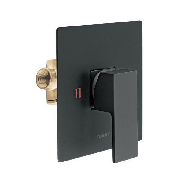 44267 - Monomando para regadera sin desviador, negro, FOSET KUBO