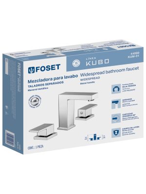 44080 - Mezcladora para lavabo taladros separados, cromo, FOSET KUBO