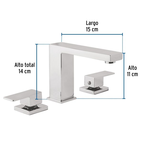 44080 - Mezcladora para lavabo taladros separados, cromo, FOSET KUBO
