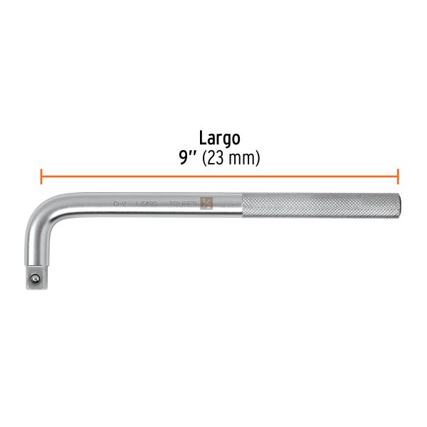 13913 - Mango cuadro 1/2' en 'L', largo 9', Truper