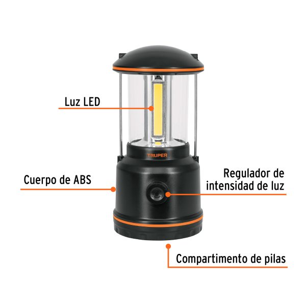 10760 - Linterna de LED para campamento, tipo farol, de Pilas 3 D