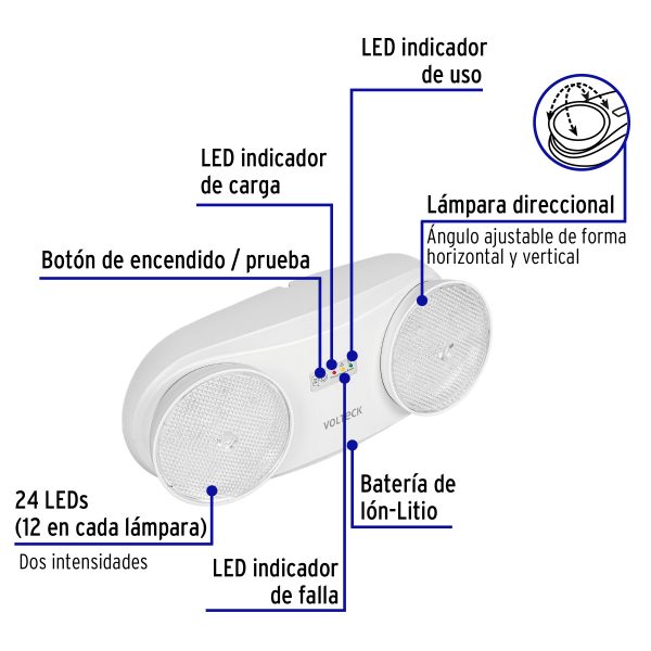 46992 - Lámpara de emergencia de 24 Leds 170 lm dirigible recargable