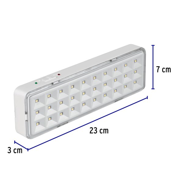 43007 - Lámpara de emergencia de 30 Leds, 220 lm recargable, Volteck