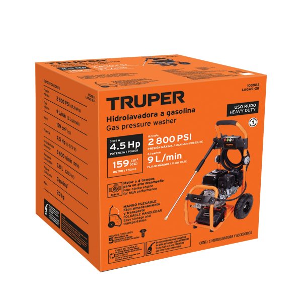103983 - Hidrolavadora con motor a gasolina, 2,800 PSI, TRUPER