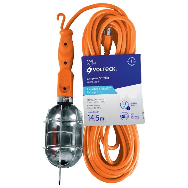 47261 - Lámpara de taller con canastilla metálica 14.5 m, Volteck