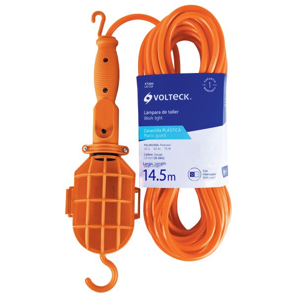 47260 - Lámpara de taller con canastilla plástica, 14.5 m, Volteck