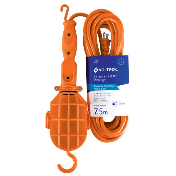 47258 - Lámpara de taller con canastilla plástica, 7.5 m, Volteck