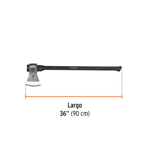 14982 - Hacha labor entera 4 lb, mango de fibra de vidrio 36',TRUPER
