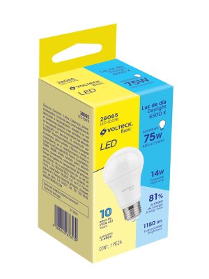 LED-100FBE1.jpg 28065 - Lámpara LED A19 14 W (equiv. 75 W), luz de día, caja, Basic