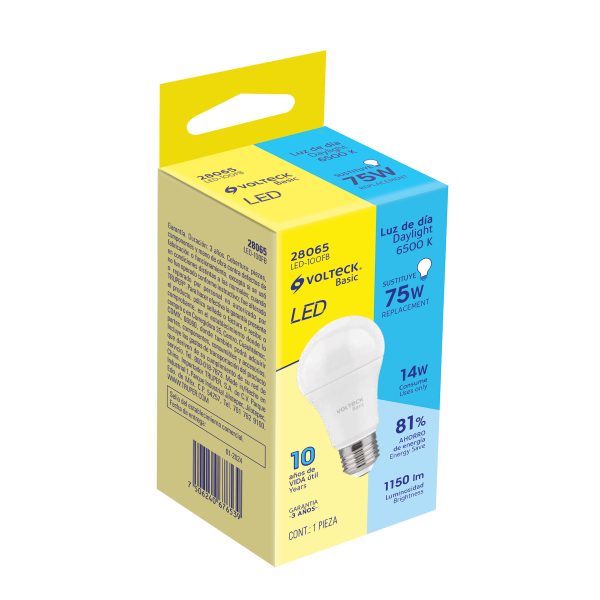 28065 - Lámpara LED A19 14 W (equiv. 75 W), luz de día, caja, Basic