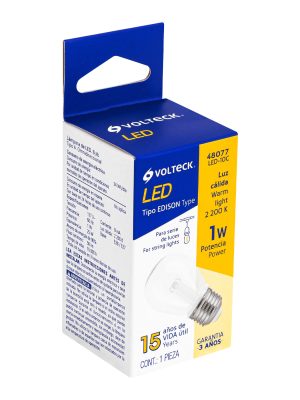 48077 - Lámpara LED S14 sin filamento 1 W luz cálida, caja, Volteck