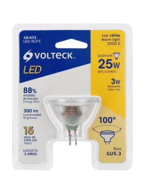 LED-163TCE1.jpg 48403 - Lámpara trans. de LED 3W MR16 base GU5.3 luz cálida, blíster