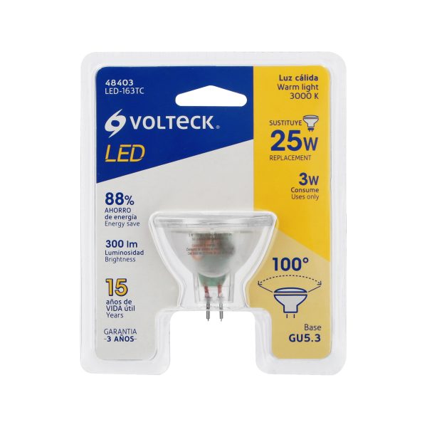 48403 - Lámpara trans. de LED 3W MR16 base GU5.3 luz cálida, blíster