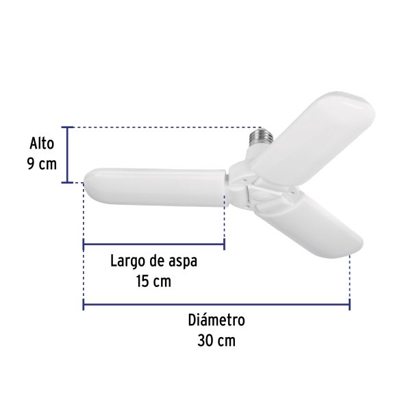 26123 - Lámpara LED 24W tipo ventilador, 3 aspas ajustables, VOLTECK