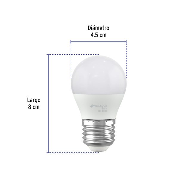 28058 - Lámpara LED G45 3 W (equiv. 25 W), luz cálida, caja, Basic