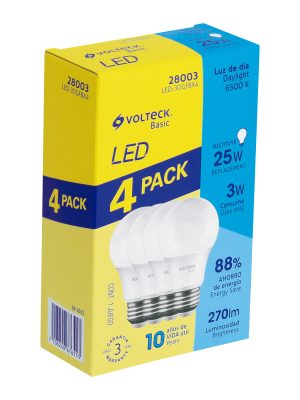 LED-30FBX4.jpg 28003 - Pack de 4 lámparas LED G45 3 W (equiv. 25 W), luz de día