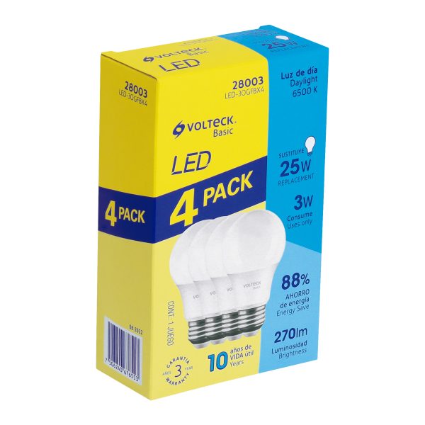 28003 - Pack de 4 lámparas LED G45 3 W (equiv. 25 W), luz de día