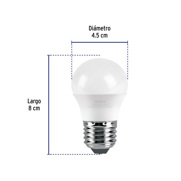 47543 - Lámpara LED G45 3 W (equiv. 25 W), luz cálida, caja, Volteck